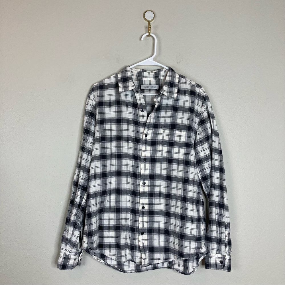 Outerknown Men’s Highline L/S Shirt in Black and White Plaid - Picture 2 of 8